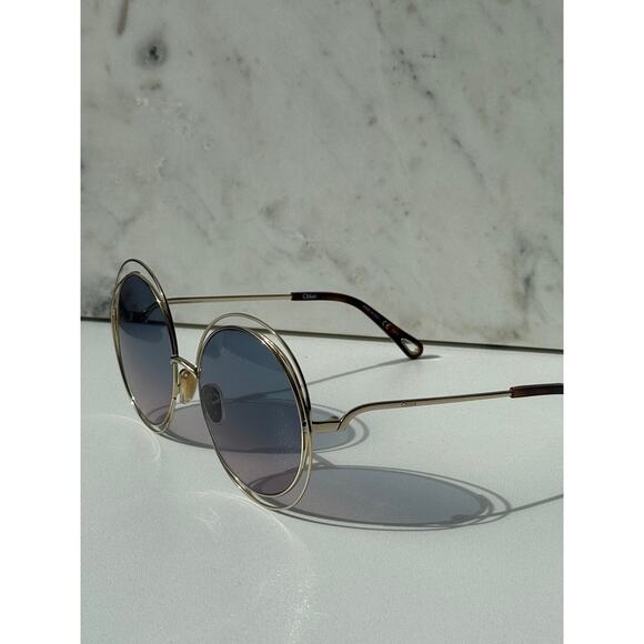 NEW Chloe CH0045S Carlina Round Sunglasses in Gold Blue main image 6